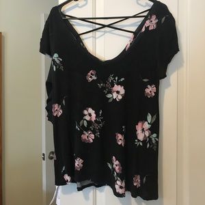 Floral Cross Back Shirt **AVAILABLE UNTIL 10/1**